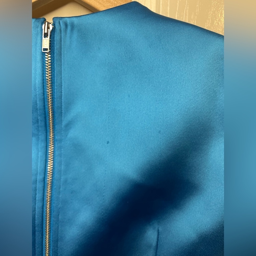 Self Portrait Blue Satin Crop Top Crystal Embellished Jacket Size 2 NWT - Picture 11 of 12